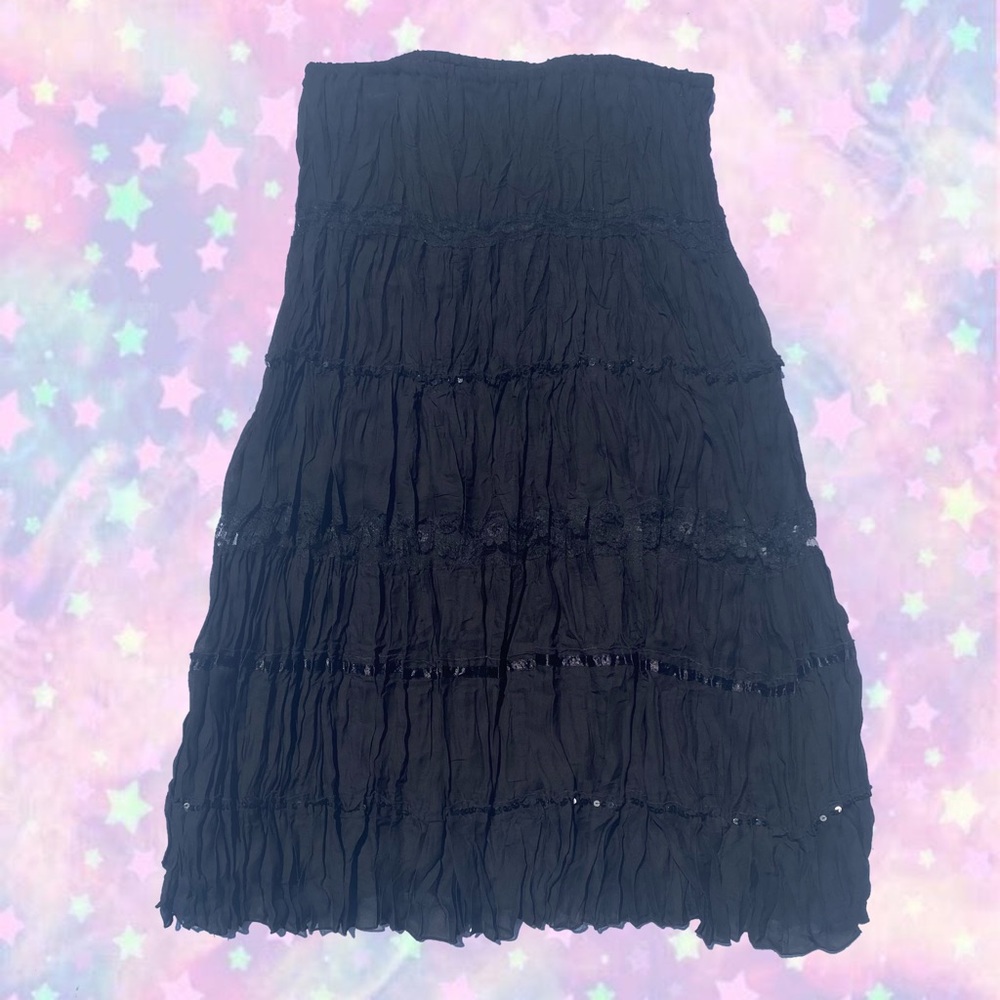 90s Vintage Gothic Sunny Leigh Black Maxi skirt Size large